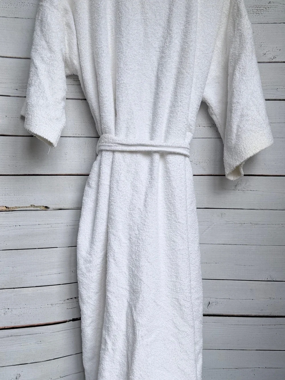 Classic White Terry Bathrobe with Embroidered Crest - Luxury Home Robe